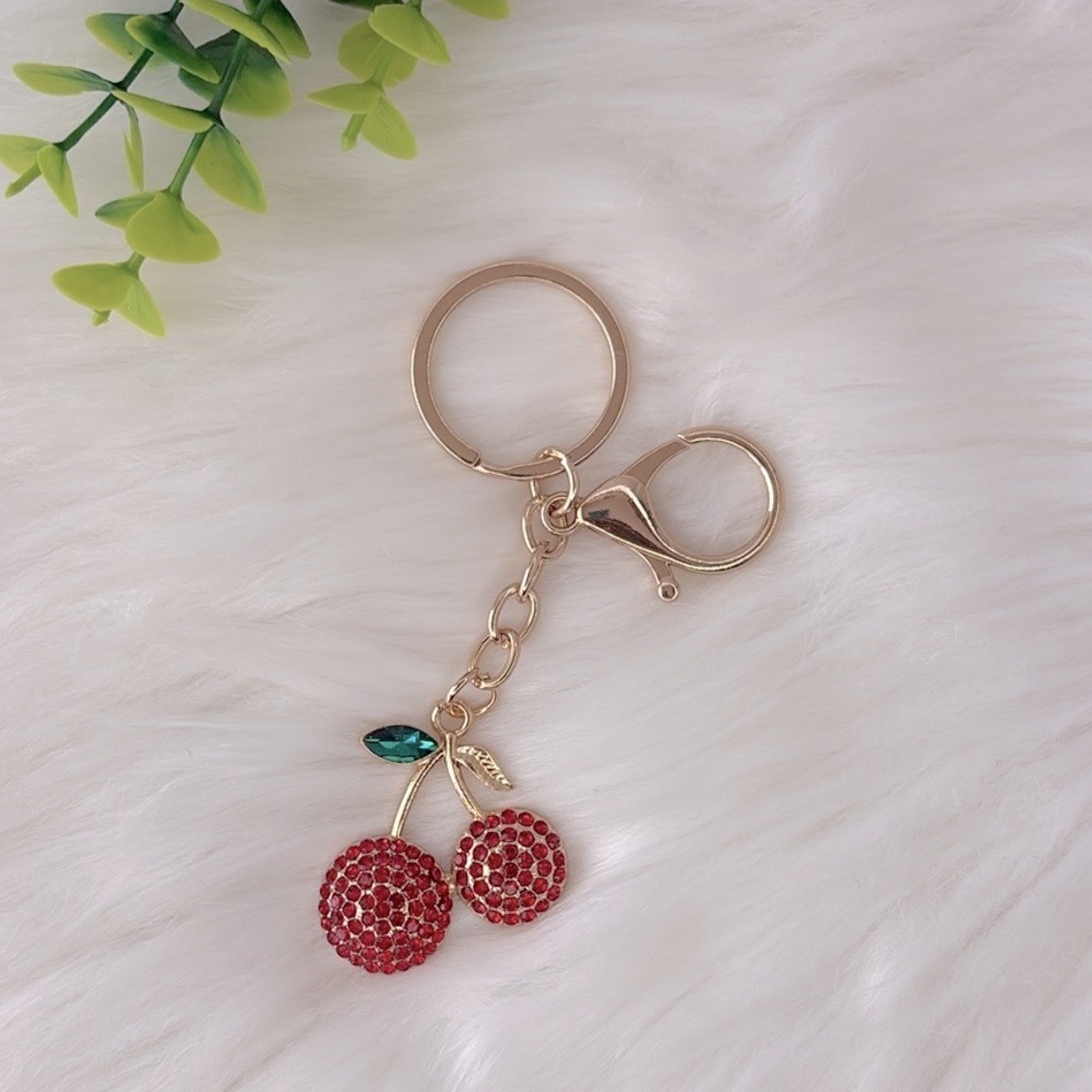 Cherry Rhinestone Bag Charm/‎ Keychain Accessory